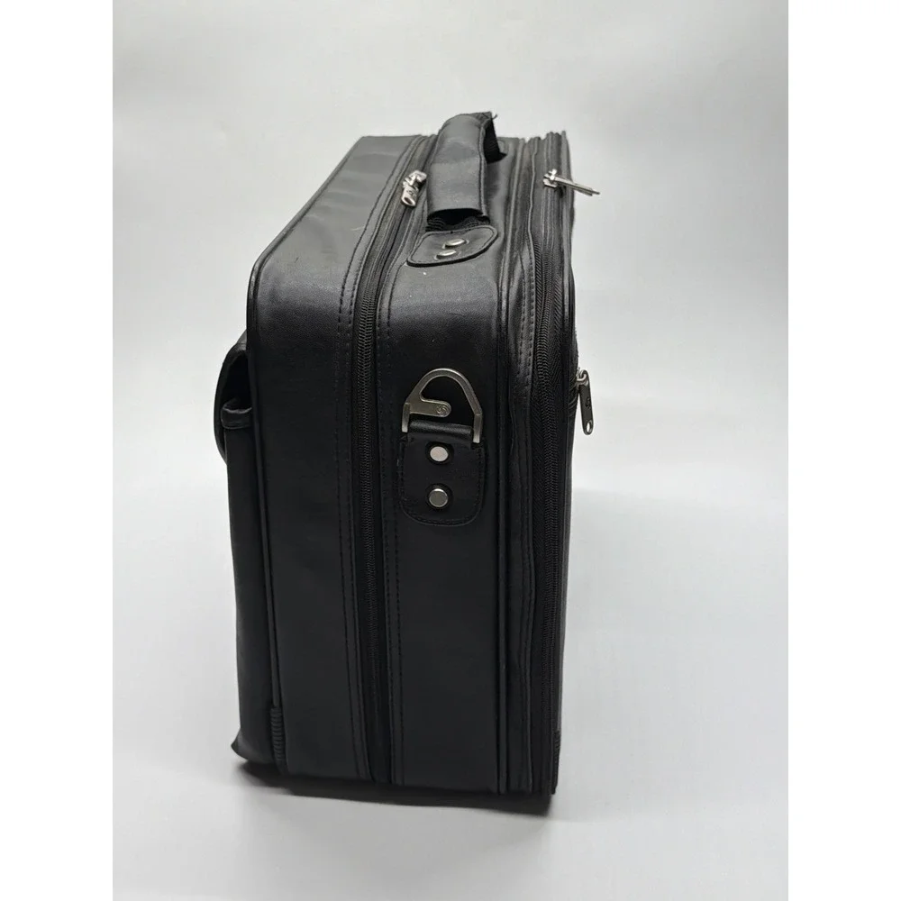 Samsonite Black Faux Leather Laptop Briefcase Business Travel Bag Organizer